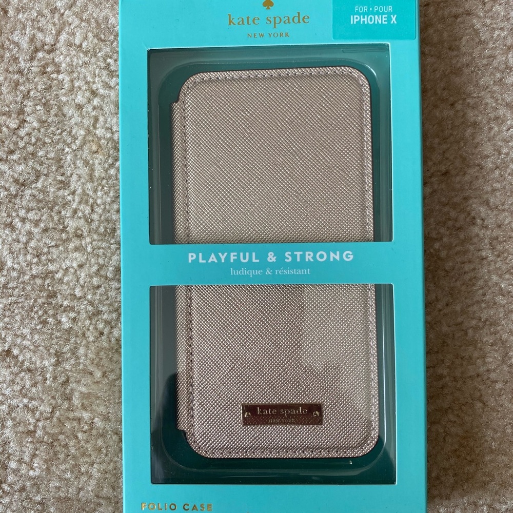 NWT Rose Gold Kate Spade iPhone X Phone Folio Case